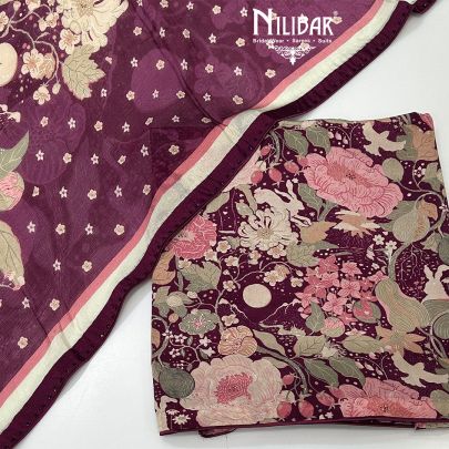 Purple Wine Crepe Unstitched Suit