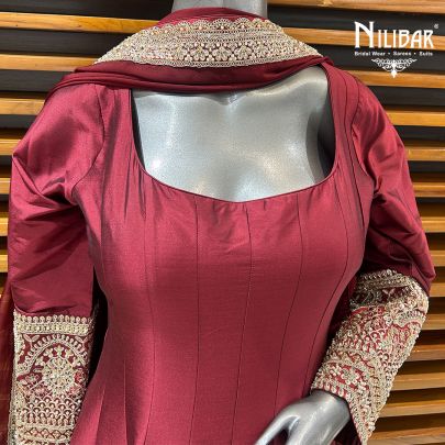 Maroon Silk Anarkali Suit