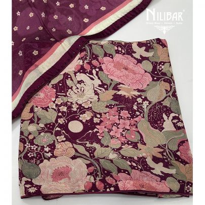 Purple Wine Crepe Unstitched Suit