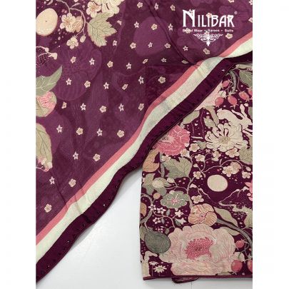 Purple Wine Crepe Unstitched Suit