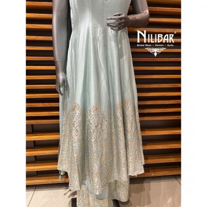 Sky Blue Silk Anarkali Suit