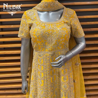 Yellow Silk Anarkali Suit