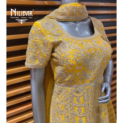 Yellow Silk Anarkali Suit