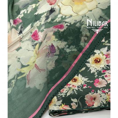 Dark Green Crepe Unstitched Suit