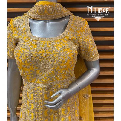 Yellow Silk Anarkali Suit