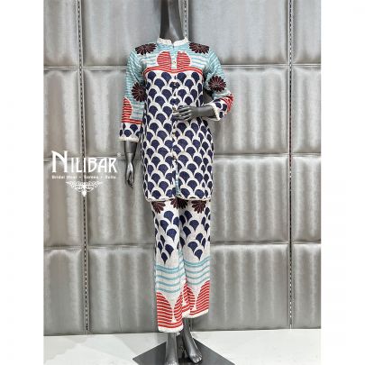 Off White Cotton Multicolor Print Co-ord Set