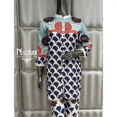 Off White Cotton Multicolor Print Co-ord Set