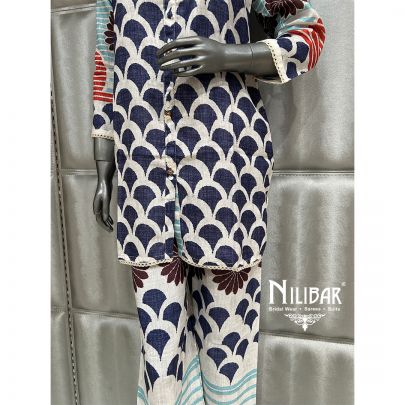 Off White Cotton Multicolor Print Co-ord Set