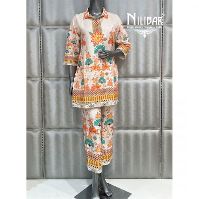 Apricot Cotton Printed Co-ord Set