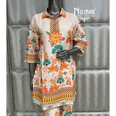 Apricot Cotton Printed Co-ord Set