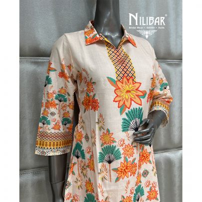 Apricot Cotton Printed Co-ord Set