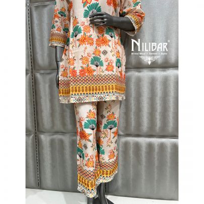 Apricot Cotton Printed Co-ord Set