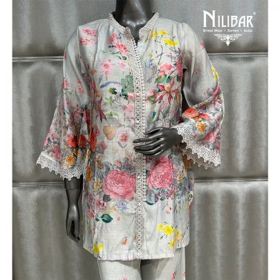 Light Gray Cotton Printed Co-ord Set