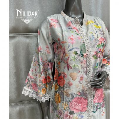 Light Gray Cotton Printed Co-ord Set