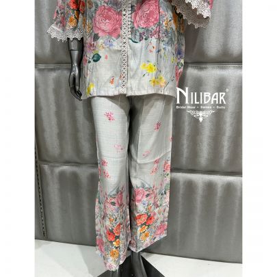 Light Gray Cotton Printed Co-ord Set