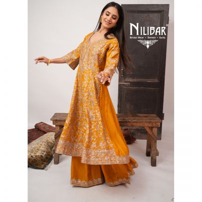 Mustard Yellow Silk Anarkali Suit