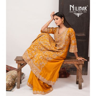 Mustard Yellow Silk Anarkali Suit