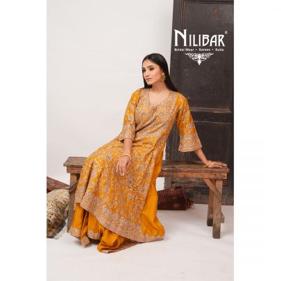 Mustard Yellow Silk Anarkali Suit