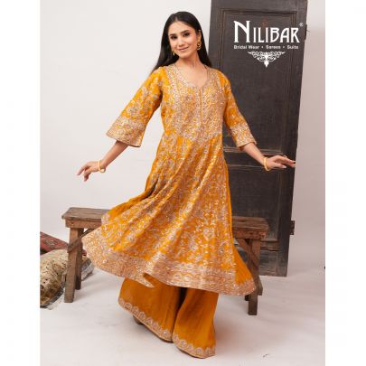 Mustard Yellow Silk Anarkali Suit