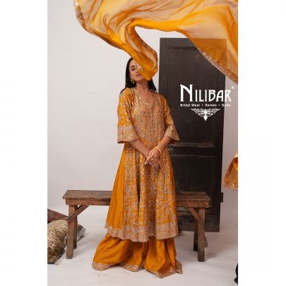 Mustard Yellow Silk Anarkali Suit