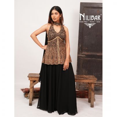 Black Georgette Palazzo Suit Set
