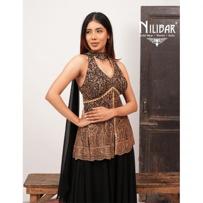 Black Georgette Palazzo Suit Set