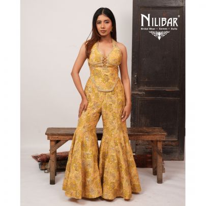 Apple Green Crepe Indo-Western Set