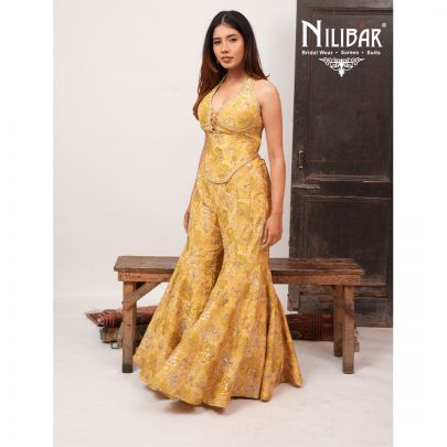 Apple Green Crepe Indo-Western Set