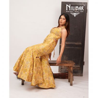 Apple Green Crepe Indo-Western Set