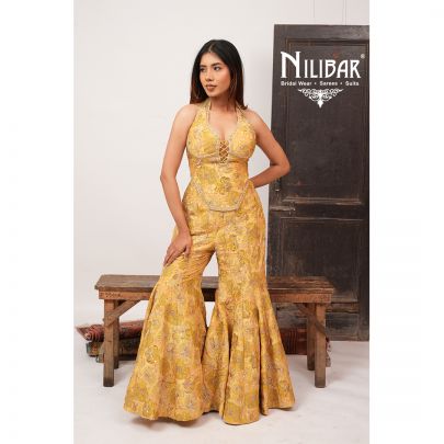 Apple Green Crepe Indo-Western Set