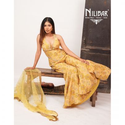 Apple Green Crepe Indo-Western Set