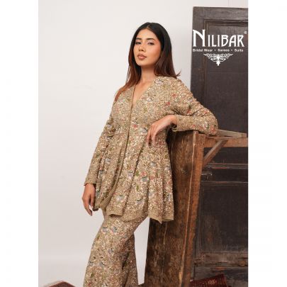 Green Georgette Indo-Western Set