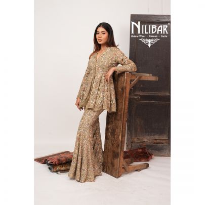 Green Georgette Indo-Western Set