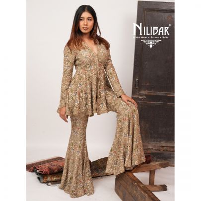 Green Georgette Indo-Western Set