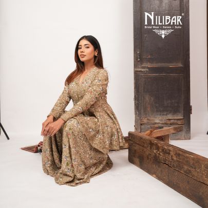 Green Georgette Indo-Western Set