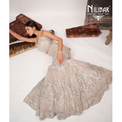 Pale Pink Net Lehenga