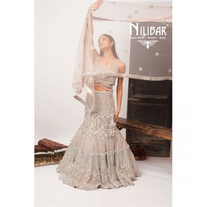 Pale Pink Net Lehenga