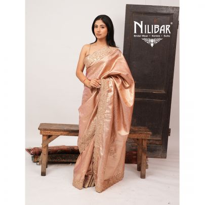 Peach Banarasi Silk Saree