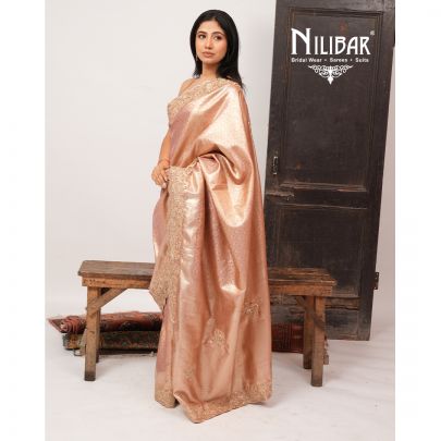 Peach Banarasi Silk Saree