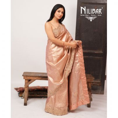 Peach Banarasi Silk Saree