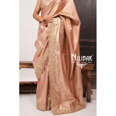 Peach Banarasi Silk Saree