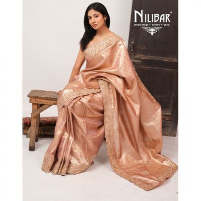 Peach Banarasi Silk Saree