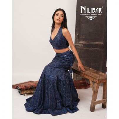 Royal Blue Net Lehenga