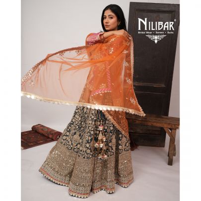 Hot Pink & Peacock Blue Georgette Lehenga