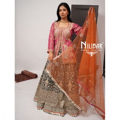 Hot Pink & Peacock Blue Georgette Lehenga