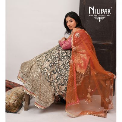 Hot Pink & Peacock Blue Georgette Lehenga