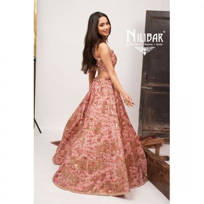 Baby Pink Crepe Printed Lehenga
