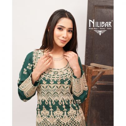 Bottle Green Organza Shirt & Loose Garara