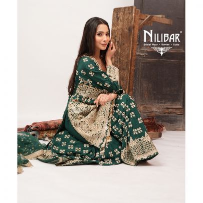 Bottle Green Organza Shirt & Loose Garara