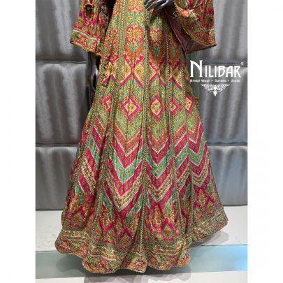 Green Crepe Printed Anarkali Suit